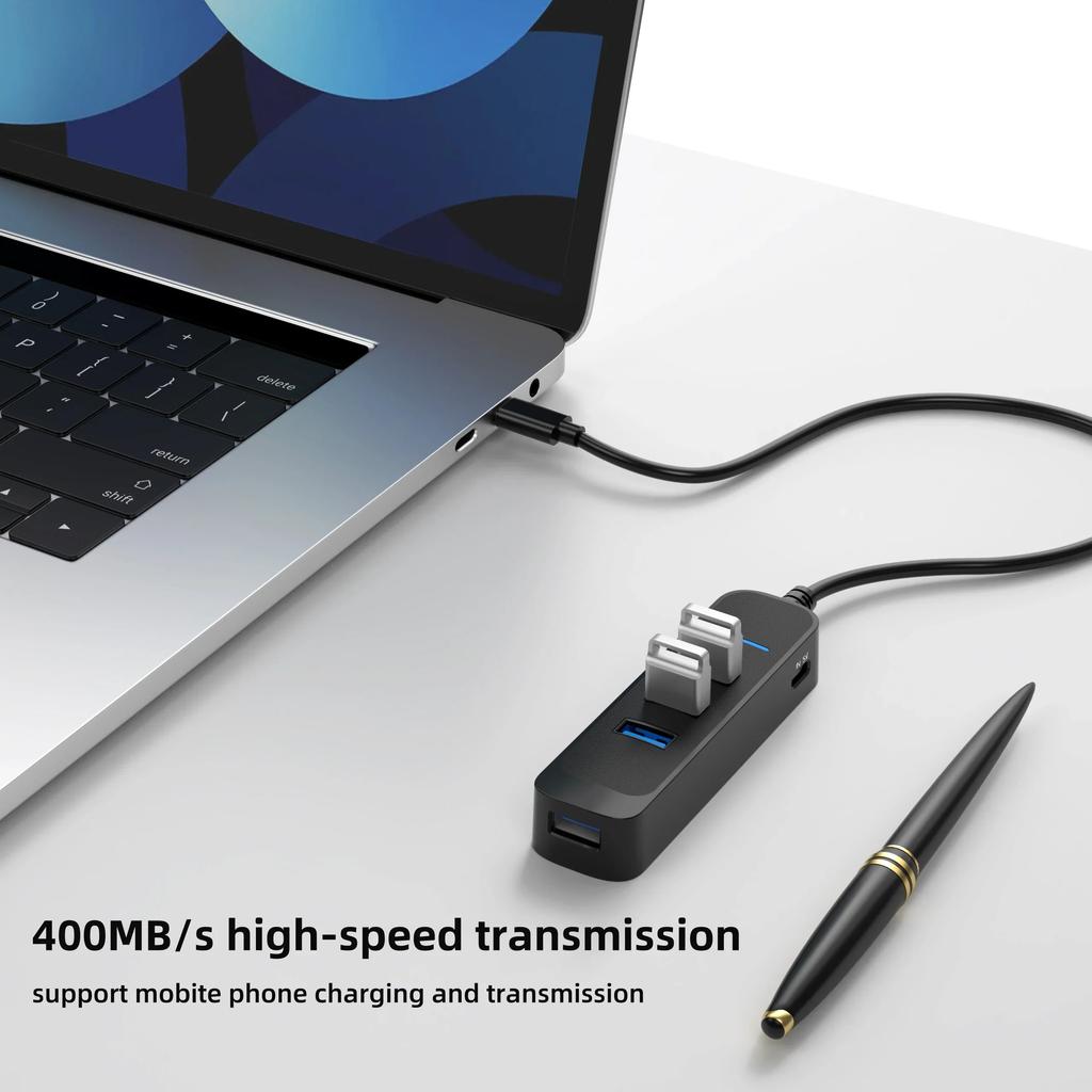 4 Ports USB 3.0 Hub With Power Adapter Multi USB Splitter Hub For Computer Accessories Multiple Expander USB2.0 Type C HUB