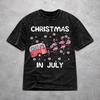 Novelty Men Women Christmas In July Vacation Tee Shirt Oversize Washed  T Shirts Outfits