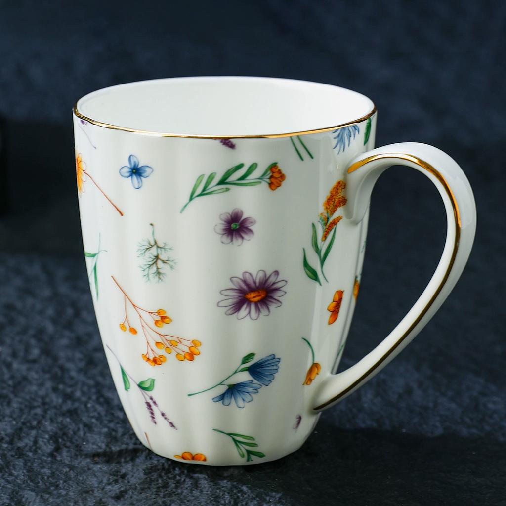Vintage Floral Bone China Coffee Mug European Retro Rustic Tea Cup European English Afternoon Tea Mugs