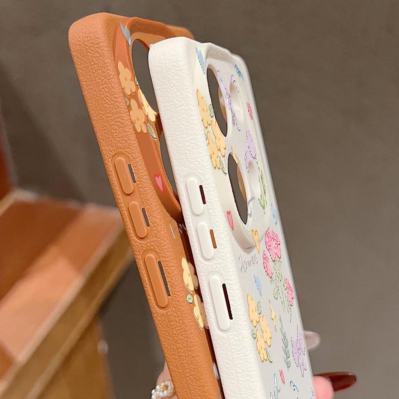 Мультяшный цветочный принт кожа текстура ТПУ мягкий чехол для Xiaomi 13T Pro Poco X7 X6 M6 Redmi 13C Note 14 13 Pro 12 11 тонкий противоударный матовый чехол для телефона
