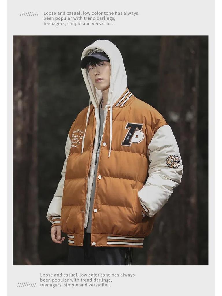 Мужская зимняя куртка из овчины с подкладкой из бархата и капюшоном — модный свободный крой и повседневный стиль