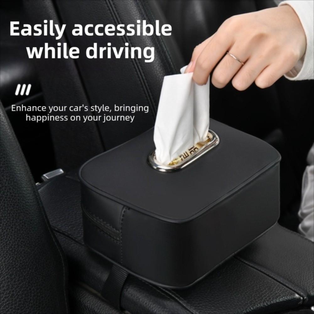 Minimalist Car Tissue Box Leather Tissue Storage Box Durable Sun Visor Tissue Box Car Interior