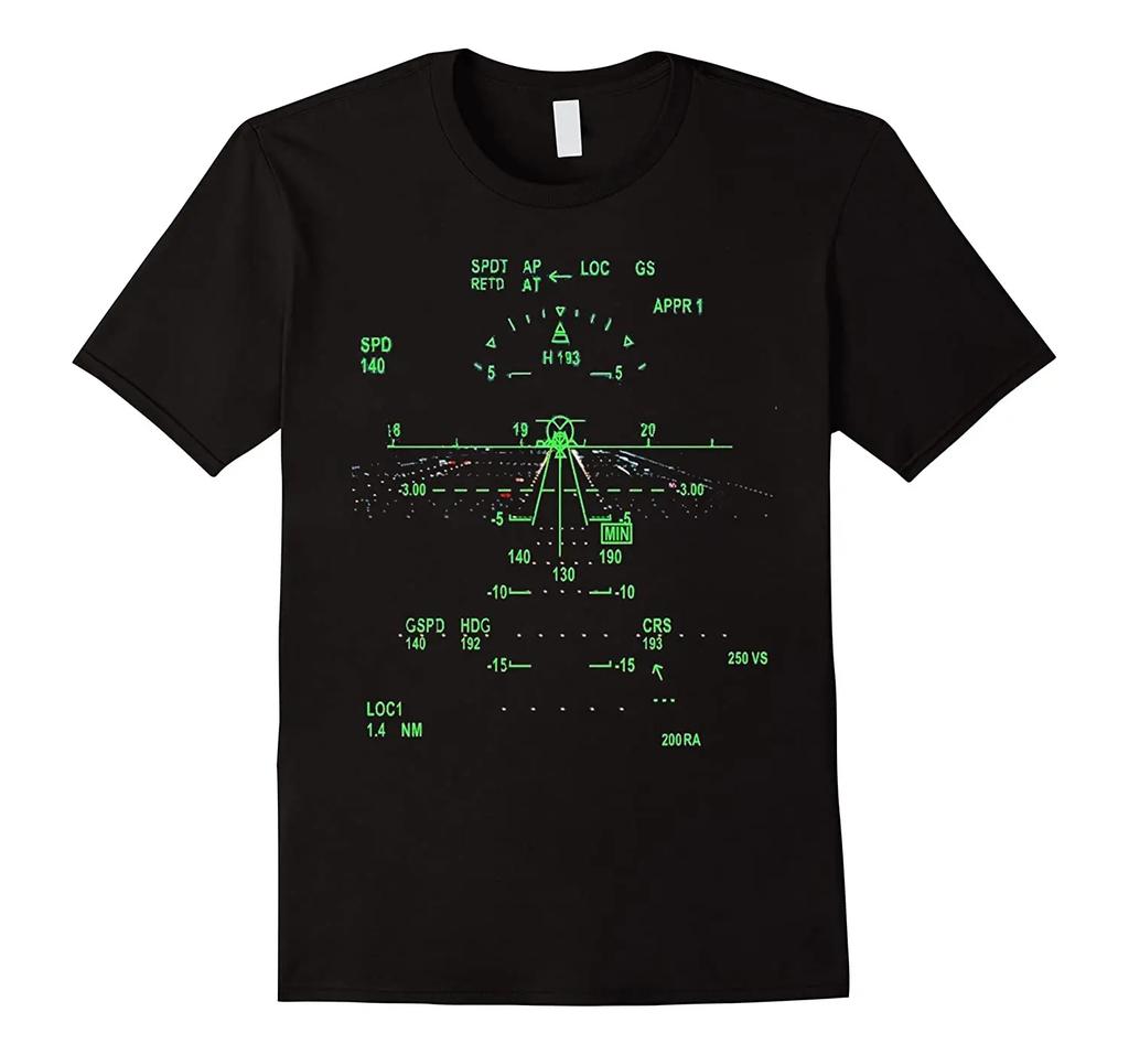 Cool Design Aviation Pilot Night Runway Vision Printed T-Shirt. Summer Cotton Short Sleeve O-Neck Mens T Shirt New S-3XL