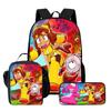 Kids School Backpack Set With Lunch Bag Pencil Case - Cartoon Print Lightweight Ergonomic Design Grades 1-2