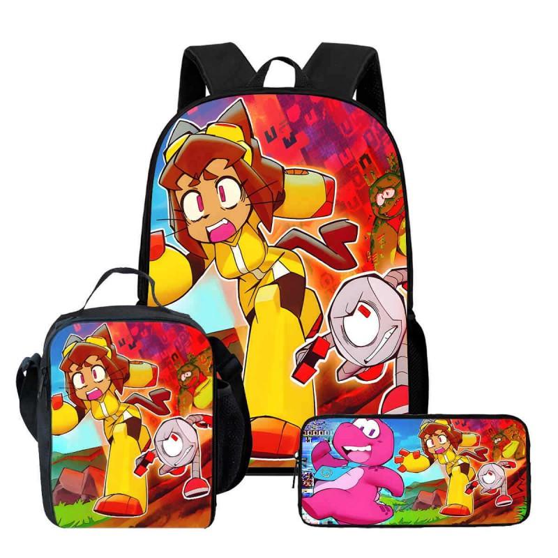 Kids School Backpack Set With Lunch Bag Pencil Case - Cartoon Print Lightweight Ergonomic Design Grades 1-2