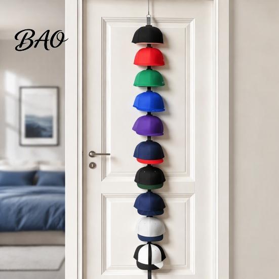 Hat Rack for Porch Over-the-Door Organizer Baseball Caps, Button & Strap 2-Way Hanging, Closet Door Hanger, Fits Adjustable Fitted Prevents Stacking,