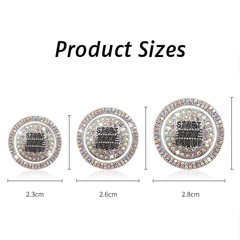 Набор из 2 предметов, кнопка запуска автомобиля, алмазные наклейки с внешним кольцом, декор, круглые планки, защитный чехол, блестящий автомобиль
