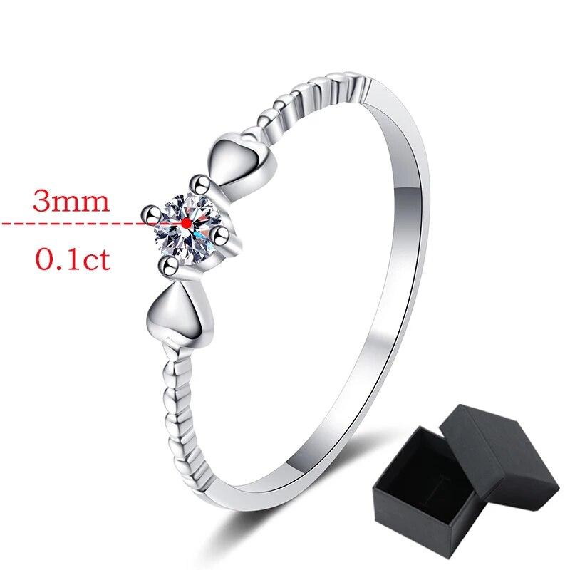 0.056-0.1CT 3mm VVS Moissanite Stackable Rings for Women Female Wedding Band Match Diamond S925 Sterling Silver Jewelry