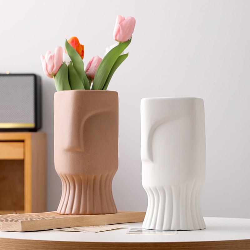 Abstract Face Vase Ceramic Hydroponic Vase Flower Arrangement Home Decor Desktop Art Ornaments Garden Decoration