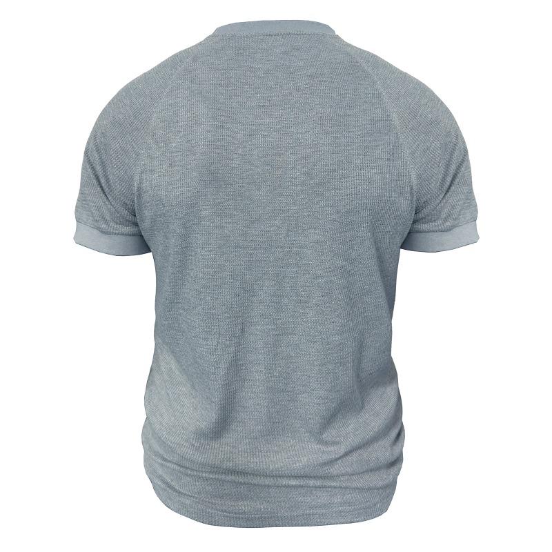 Men White Waffle Knit Crew Neck Short Sleeve T-Shirt Casual Solid Top
