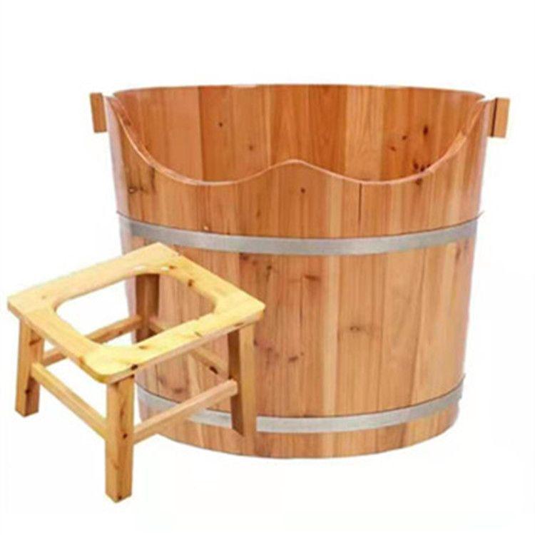Beauty Salon Wooden Bathtub - Full Body Soaking Tub for Home Spa & Steaming, High-Quality Solid Wood Bath Bucket