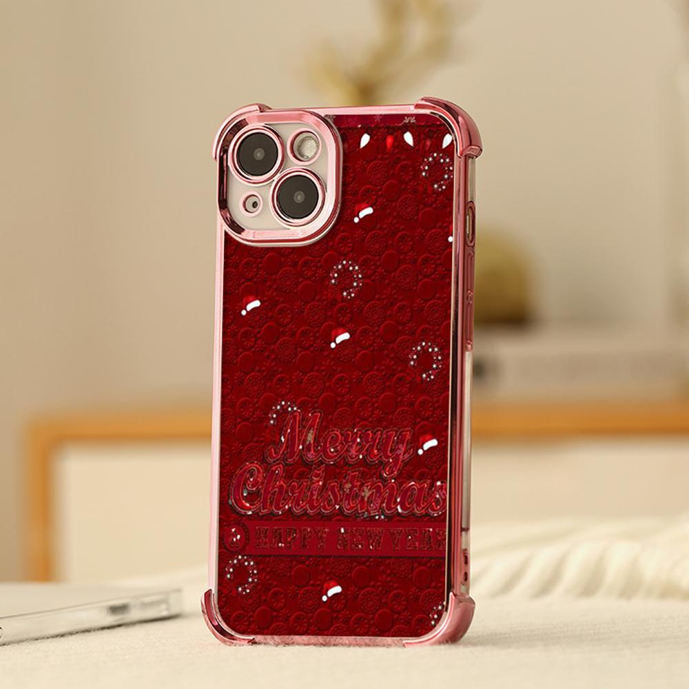 Чехлы для телефонов Ae114 Merry Christmas Christmas tree art из гальванизированного ТПУ для Samsung A54 A12 A14 S22 S23 S24 Ultra A55 A15 с четырьмя защитными углами