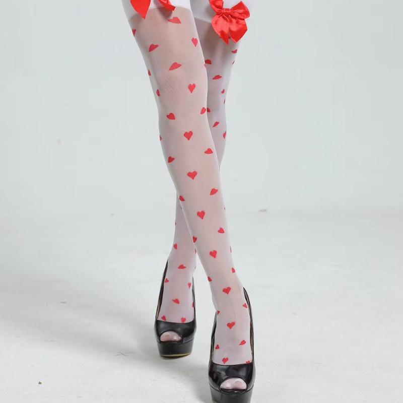 Взрывоопасные длинные носки выше колена с красным персиковым сердечком и бантом «Любовь», женские носки выше колена на Хэллоуин, фестиваль призраков, череп, скелет, сексуальные тонкие