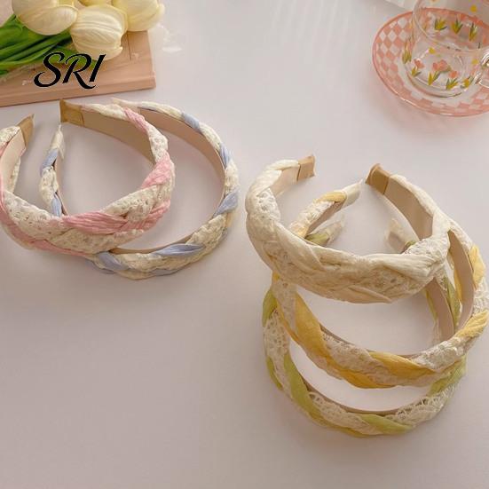 Smooth Edge Headband Women Mesh Yarn Lace Twist Texture Hair Hairline Blocking Hoop Wide-Brimmed Anti-slip Teeth Makeup Accessory Comfortable