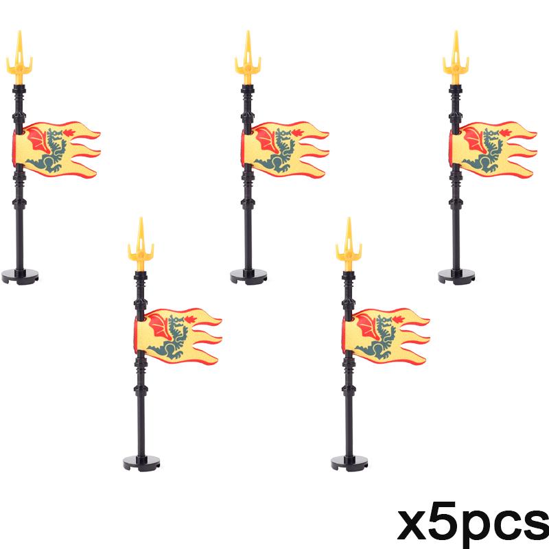 Набор строительных блоков MOC «Средневековый флаг и замок», фигурки, аксессуары, лев, орел, замок Древнего Рима, рыцарский плащ, игрушка-подарок.