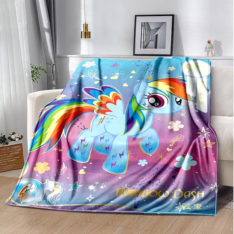 Rainbow Dash Flannel Blanket Soft Warm All-Season Throw, Design for Camping, Car Travel, Hiking Sofa, Bed, Office Perfect Gift for Parties