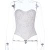 Европейские и американские женщины лето новый гяру сексуальный кружевной вышитый топ-труба корсет жилет топ кружевной без бретелек