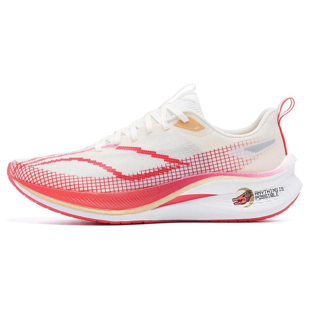 Li Ning Red Hare 7 Pro Амортизирующие Скользкие Устойчивые к истиранию Низкие Беговые Кроссовки Мужские Белый Красный ARPU001-26
