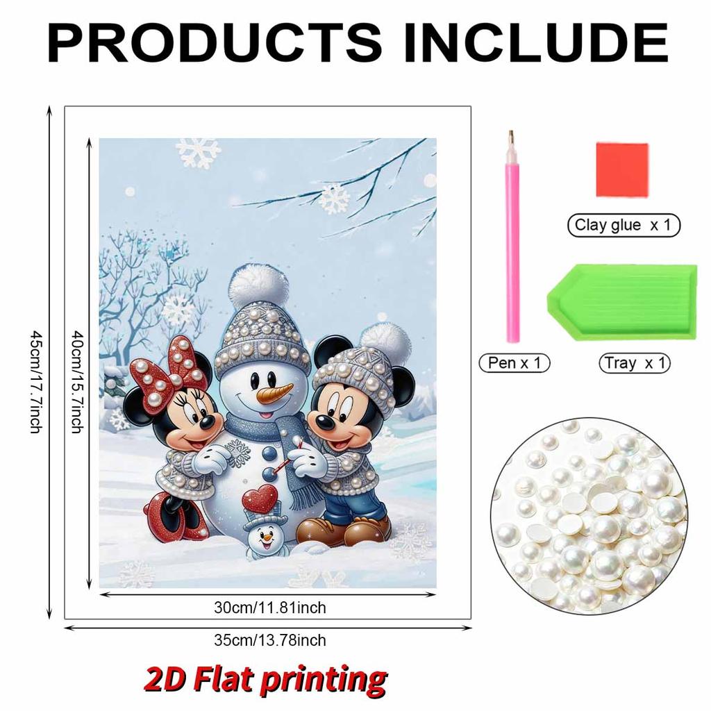 Disney Микки Минни Снеговик 5D DIY Набор для рисования жемчужной мозаикой Рождественская Зимняя Сцена со Снеговиком Вышивка Пазл Вышивка крестом Домашний Декор