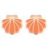 [Q2457] - Golden Orange 'Coquillage Saint Jacques' Steel Designer Earrings - 15x14 Mm