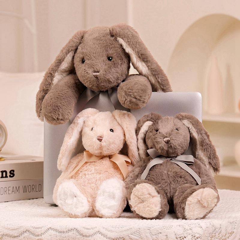 Lop-eared rabbit doll doll bow little white rabbit plush toy children sleep with long-eared rabbit sleeping throw pillow gift