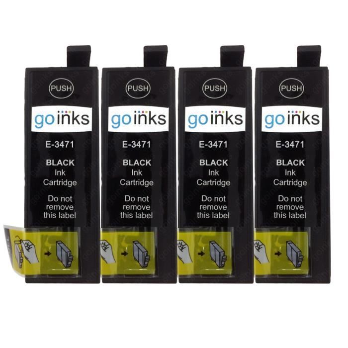 4 Go Black Ink Cartridges To Replace Epson T3471 (34 XL Series) Compatible / non-OEM for Epson WorkForce Pro Imprimant