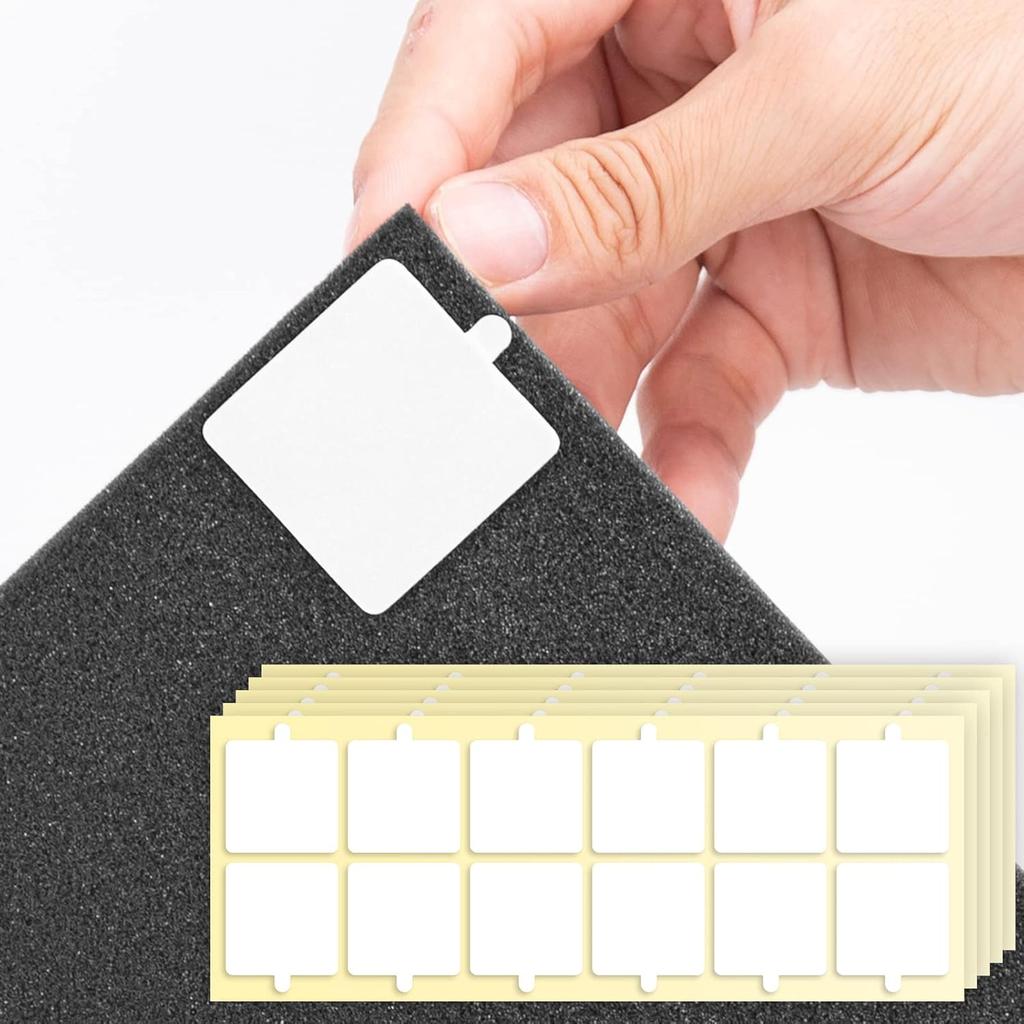 Sonicism 60 Pack Pyramid Double Sided Tape Squares for Acoustic Foam Sheets, Heavy Duty Wall Mounting Tape Squares for Polyester Foam Acoustic