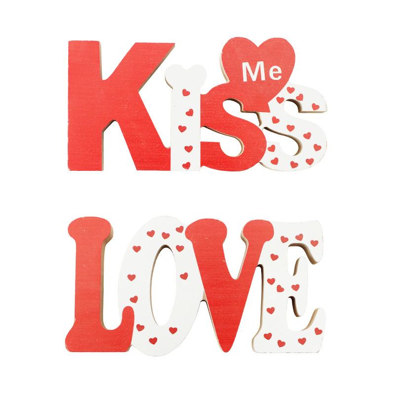 Подарок ко Дню святого Валентина Атмосфера Алфавит Доска Декоративная в форме сердца Домашняя вечеринка Деревянное украшение Поделки Романтические украшения