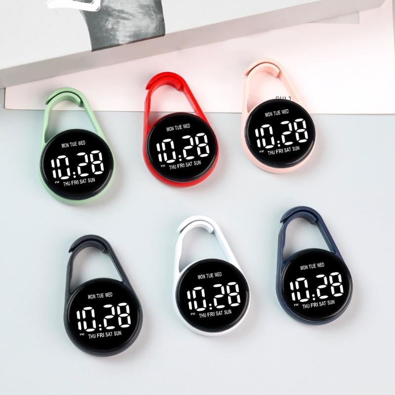 Touch Control Digital Pocket Watch Keychain Clip For Students Accurate Time LED Display Electronic Clock Accessories