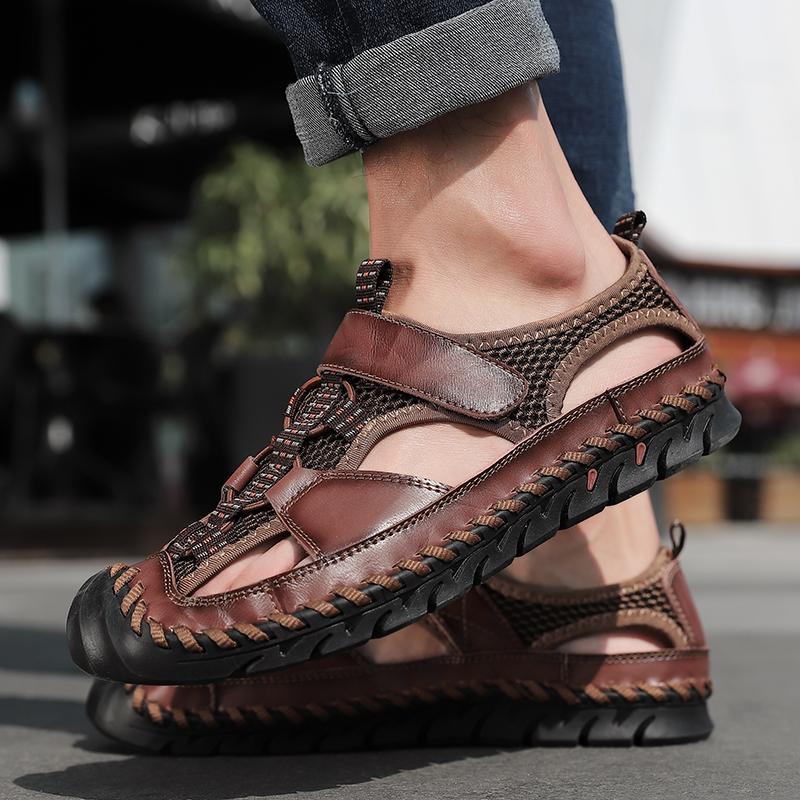 Men's Handmade Sandals Outdoor Sandals Leather Sandals Beach Shoes Hiking Outdoor Leather Sandals
