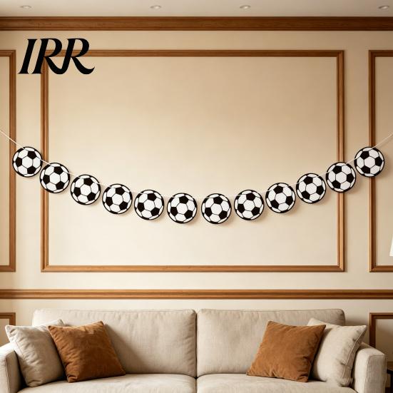 Birthday Football Banner Soccer Party Pennant Triangle Flags Balls Garland Sports Theme Hanging Paper Bunting for Fans Home Supplies Bright Color