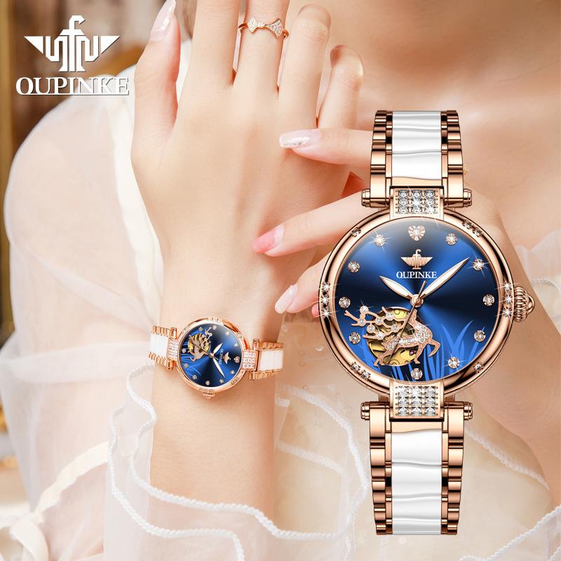 OUPINKE Брендовые часы Модный бренд Diamond Elk Автоматические механические водонепроницаемые женские часы Женские часы