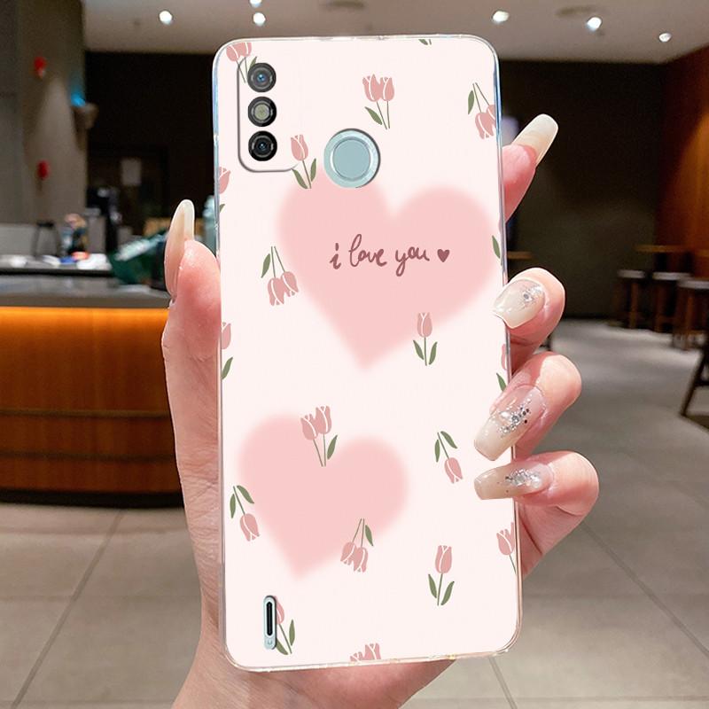 Чехол для Tecno Spark 6 Go Красивый чехол-бабочка с цветами Прозрачный мягкий силиконовый чехол для телефона Tecno Spark 6Go Задние крышки KE5j KE5k