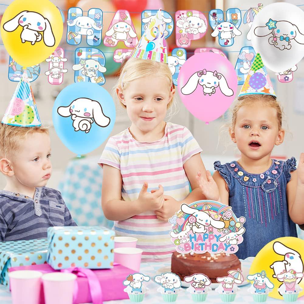 Kawaii Dog Party Supplies Include Banner Cake Topper Balloons for Theme Party