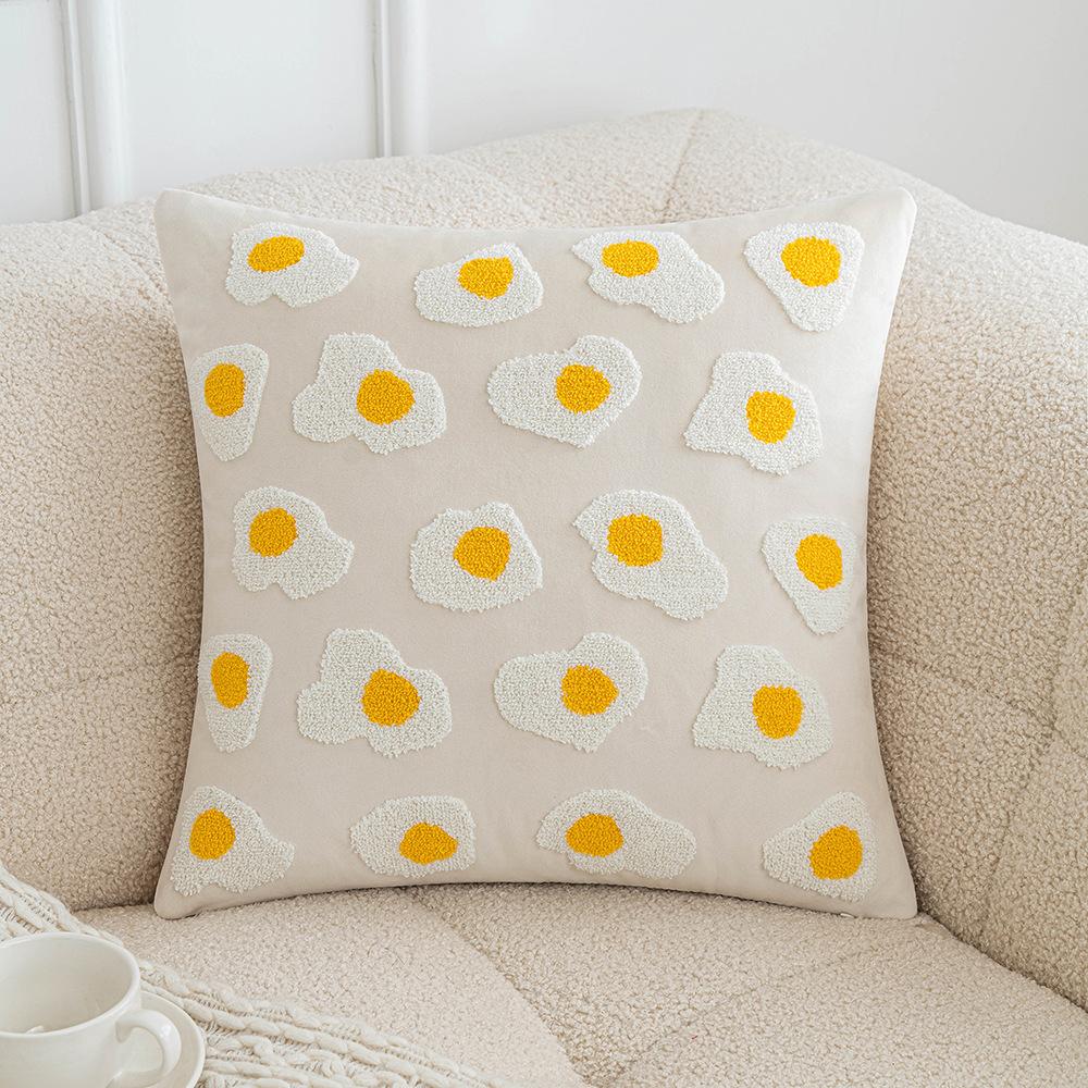 Cartoon Panda Embroidered Pillow Case Nordic Ins Style Living Room Sofa Cushion Decorative Waist Pillow Bedside Pillow