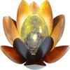 Solar Lotus Light Garden Outdoor Table Decor,Amber Crackle Globe Glass Lotus Flower Light Decoration,Metal Lotus Flower Lamp Waterproof Led Light For