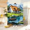 Scenery Cartoon Countryside Style Throw Lightweight g Flannel Blanket Soft Skinfriendly for Summer Cooling