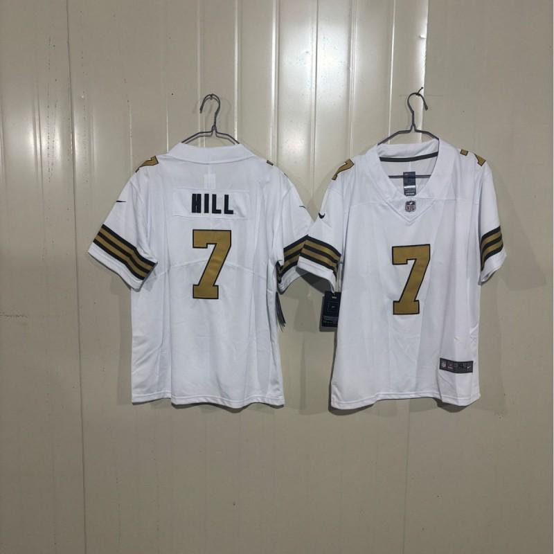 Kids NFL New Orleans Saints 7 Hill Embroidered Football Jersey Youth Sports Uniform