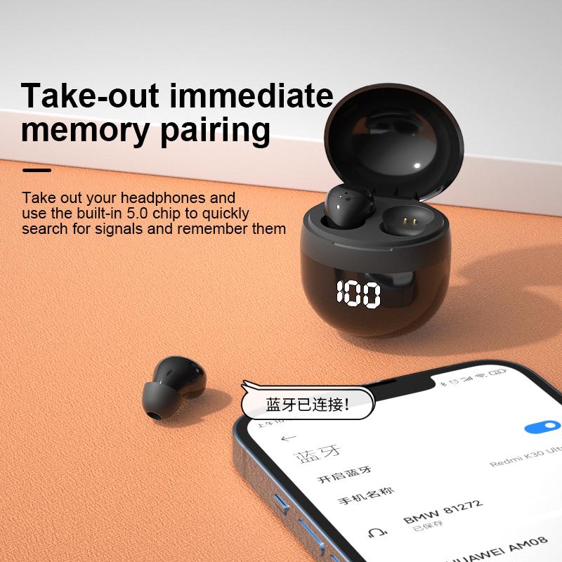 Мини-невидимые наушники Bluetooth 5.3, беспроводные наушники-вкладыши с микрофоном, шумоподавляющие наушники, гарнитура с тяжелыми басами для смартфона