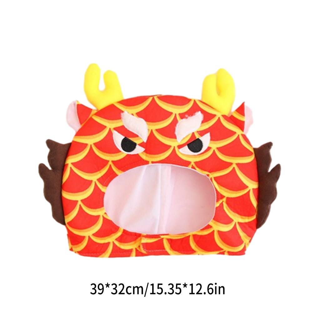 Chinese New Year Headgear for Adult 3D Dragon Hat for Boys Girls Cartoon Plush Hat Festival Celebration Party Headpiece