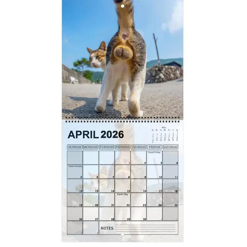 2026 Cat Butt Calendar 12 Monthly Funny Cat Tail Wall Calendar Family Planner Scheduling Tool For Living Room Bedroom