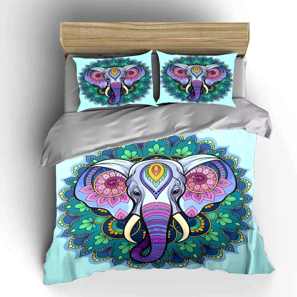 "Mandala Elephant Art Decor Set" Multiple sizes kid's and adults' bedroom Exquisite 3PC bedding set gift