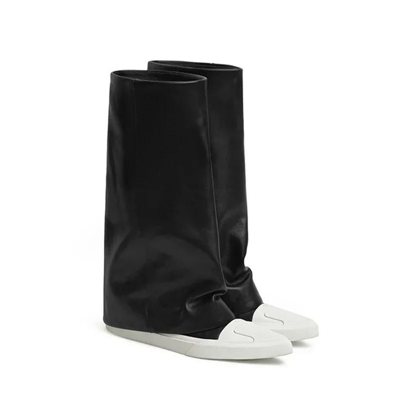 Женские остроносые балетки, высокие ботинки, повседневная обувь, зимняя новая тенденция 2025 года, ботинки челси до середины голени, спортивные кроссовки Botas