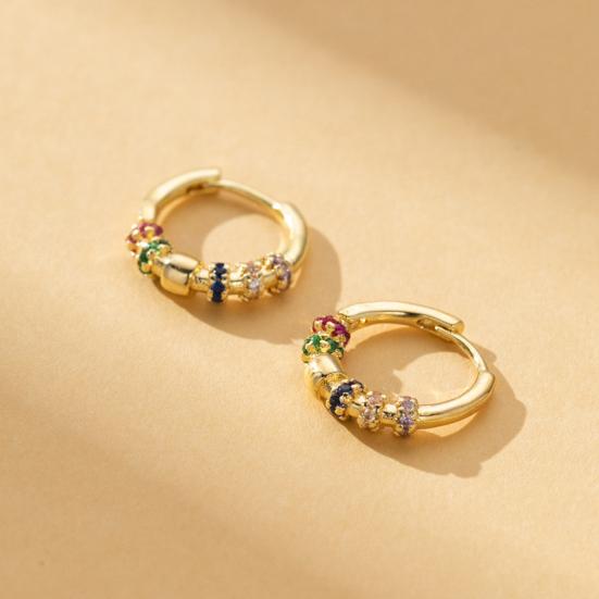 1 пара женских сережек-обнимашек, полированные разноцветные цветочные кубические цирконии, маленькие обручи для ушей, легкие металлические украшения для ежедневного ношения, свиданий, вечеринок