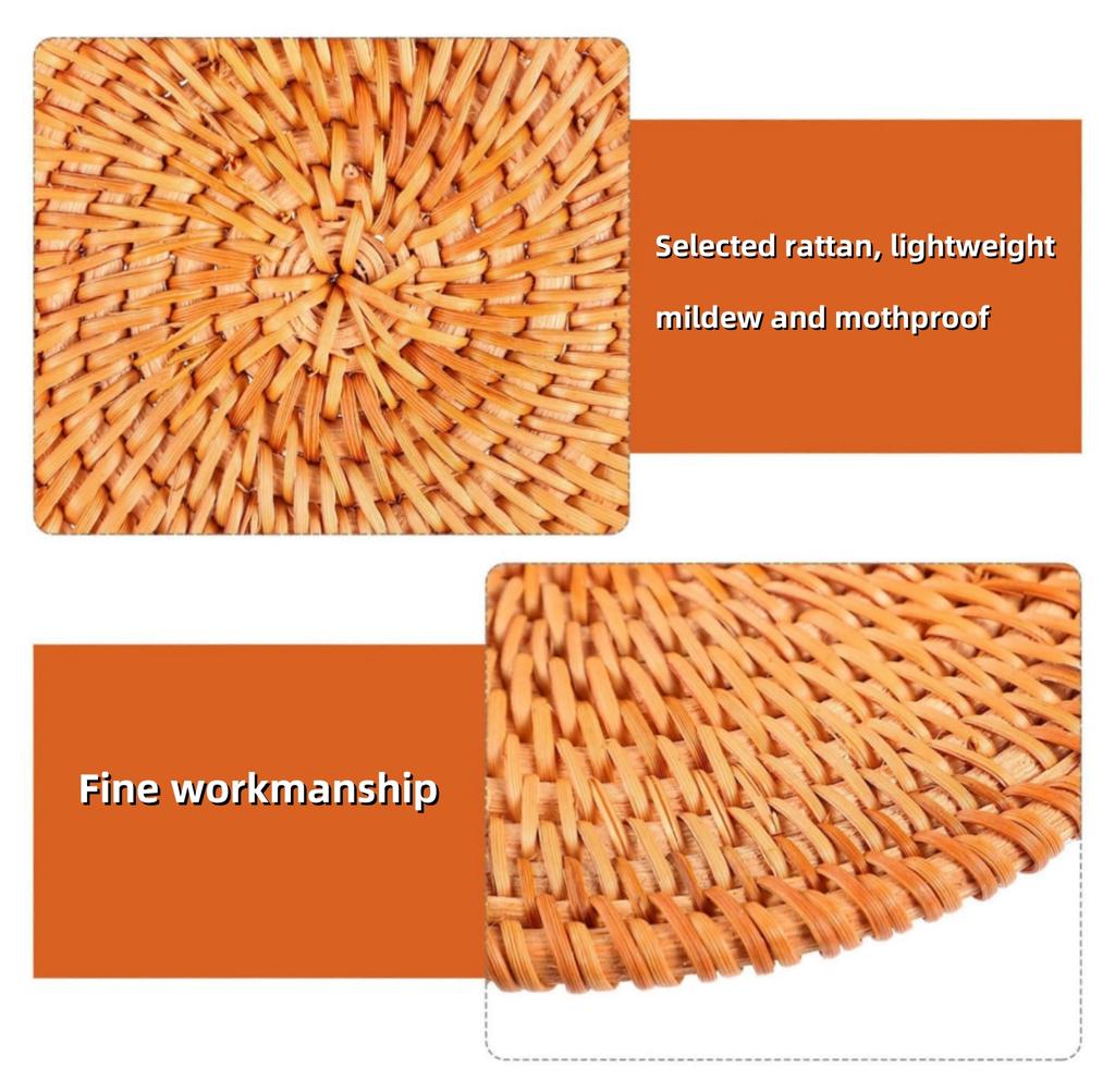Natural Rattan Woven Heat Insulation Mat Teapot Coaster Holder Coffee Placemat Table Mat Bowl Mat Plate Mat Hot Dishes Mats