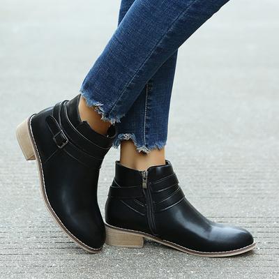 Весенняя и осенняя обувь Большие размеры Женские туфли и ботильоны на толстой подошве с острым каблуком