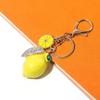 1pc Cute Rhinestone Lemon Shaped Keychain Colorful Fruit Metal Lemon Slice Key Chain Accessory Gift For Mom Friends Lightweight Luxury Accessory