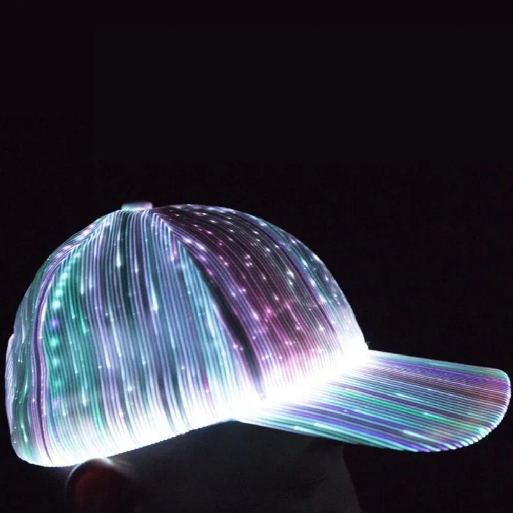 Новая RGB 7-цветная мигающая светодиодная шляпа из оптоволокна, ночник, встроенный аккумулятор, концертная неоновая светящаяся шляпа, рыбацкая кепка, бейсболка