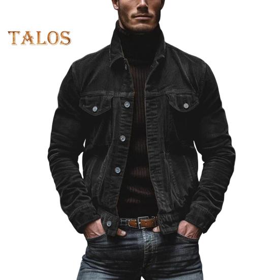 Мужское весенне-осеннее пальто из вельвета с отложным воротником, свободная верхняя одежда, однобортное свободное пальто с длинным рукавом на пуговицах для свиданий, повседневной носки, школы