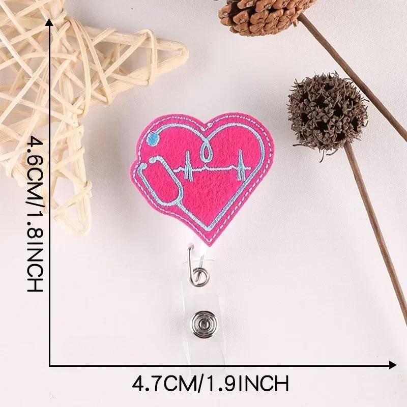 Creative Embroidery Badge Reels for Nurses Doctors Cute Smiling Face Embroidery Work Card Holder Hospital Supplies